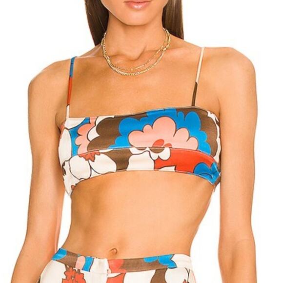 Ronny Kobo Groovy Floral Crop Top in Blue Aster - Picture 1 of 6